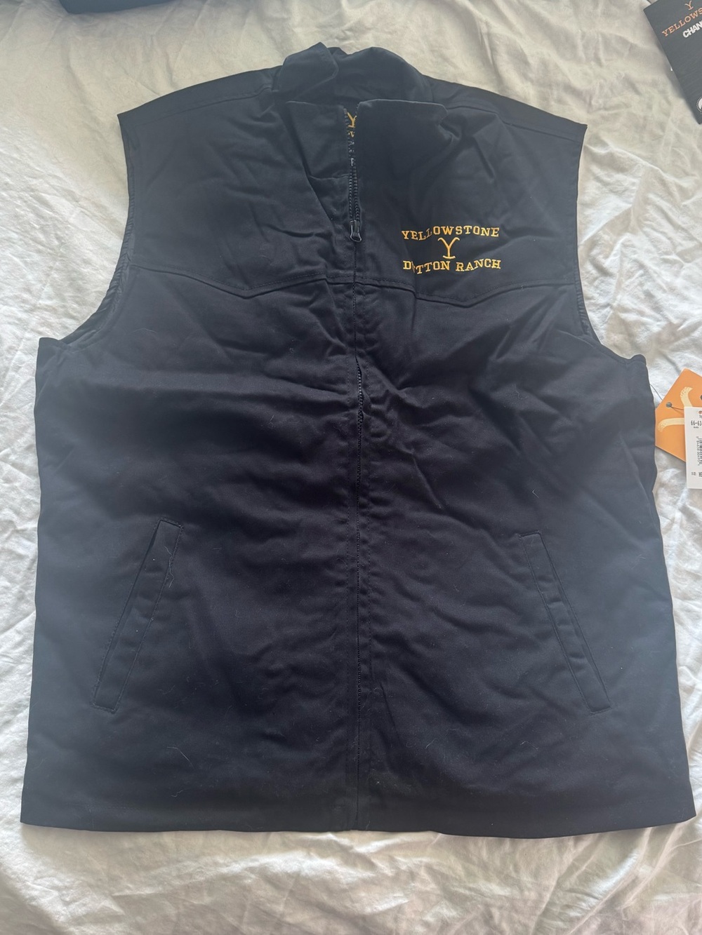 New Mens 2XL Black Lined Vest Jacket Yellowstone Dutton Ranch TV Show Size XXL